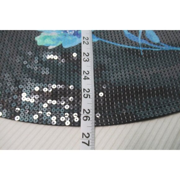 Aeropostale Women's Tank Top Large Floral Sequin Racerback Full Graphic NEW Blue - Picture 5 of 7